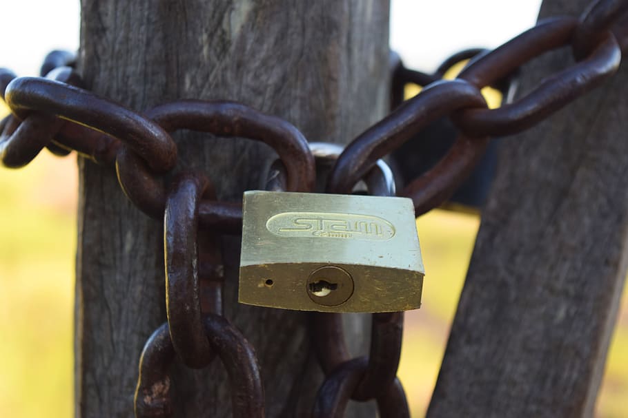 security, lock, old, padlock, wood, metal, safety, protection HD wallpaper
