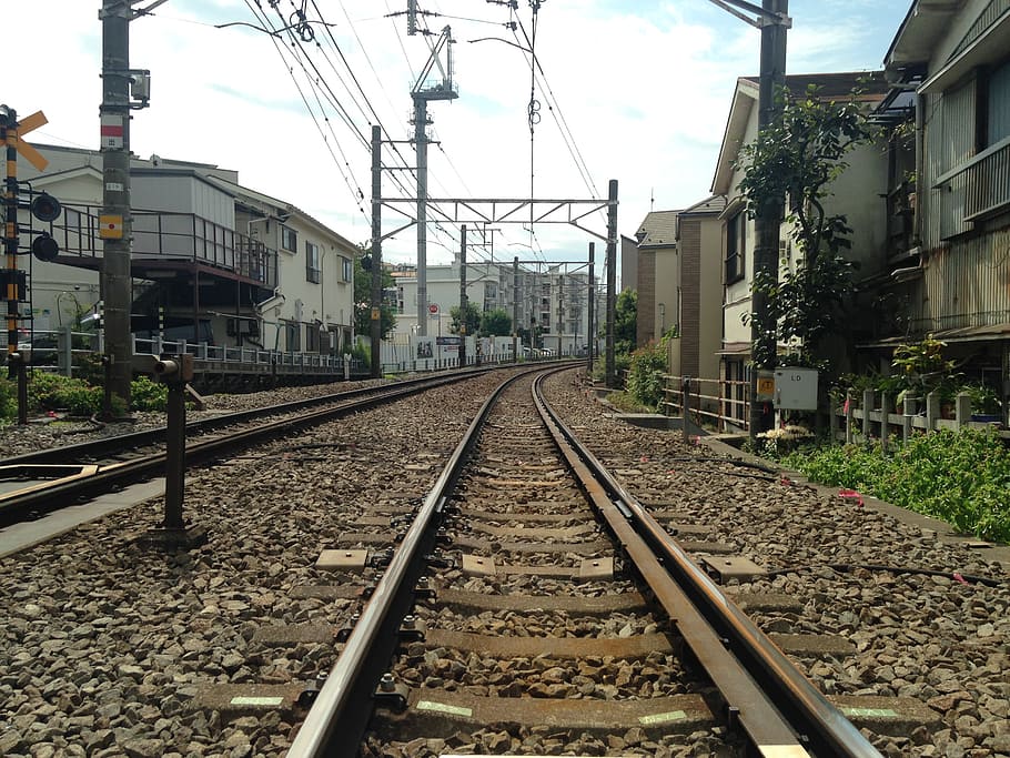 track, toyoko, from crossing, rail transportation, railroad track HD wallpaper