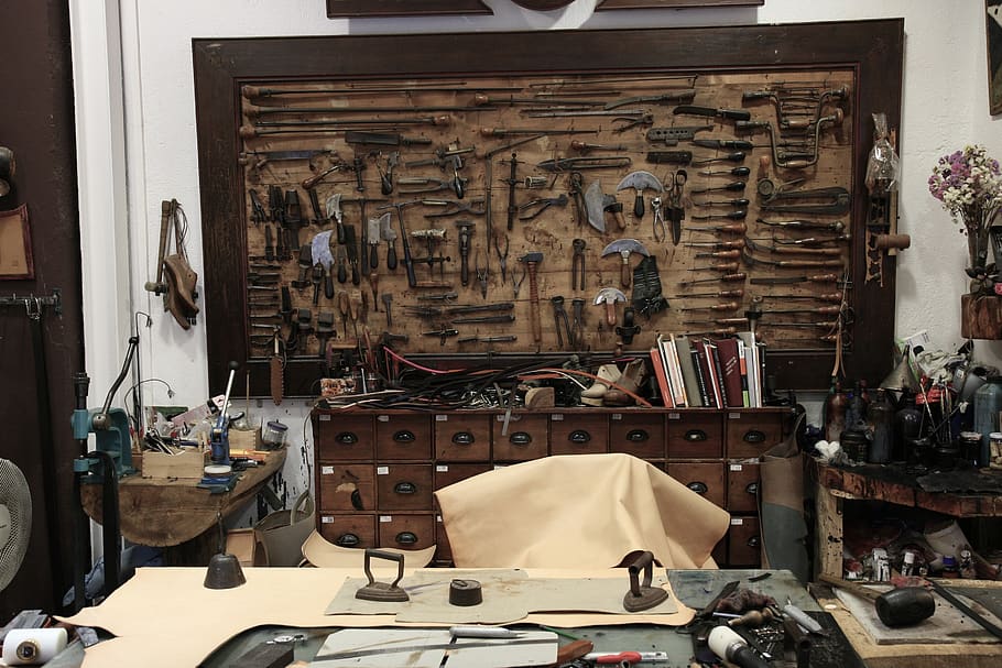 craft, tools, manufacture, workshop, indoors, large group of objects HD wallpaper