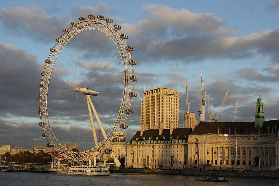 London Eye, England, thames, famous Place, millennium Wheel, thames River