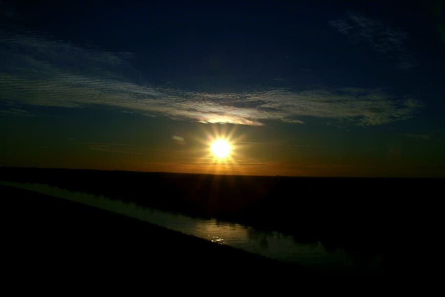sunset, water, sky, cloud, scenics - nature, tranquility, tranquil scene HD wallpaper