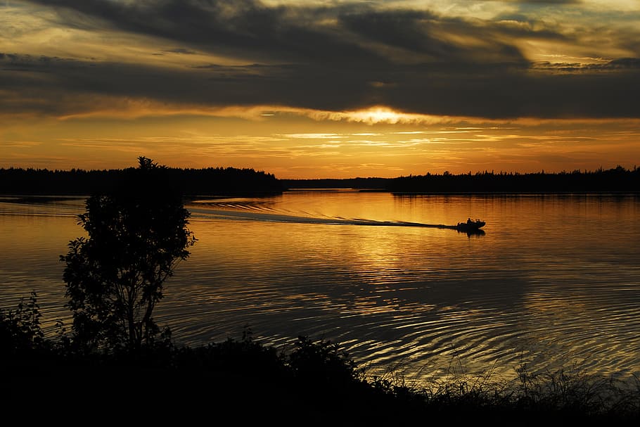 sunset, evening, reflection, sky, light, tranquil, dusk, water HD wallpaper