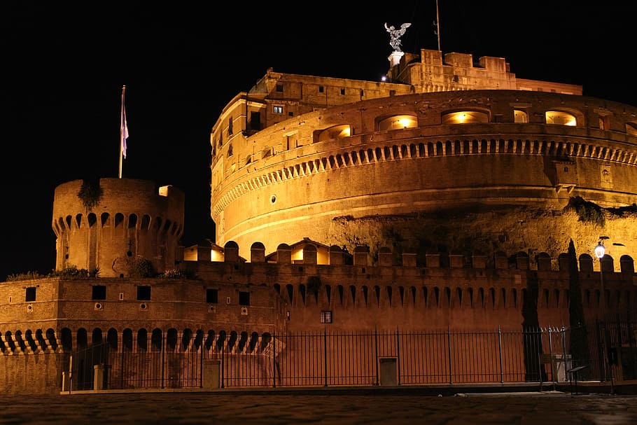 borg, evening, light, castle, fortress, rome, night, famous Place HD wallpaper