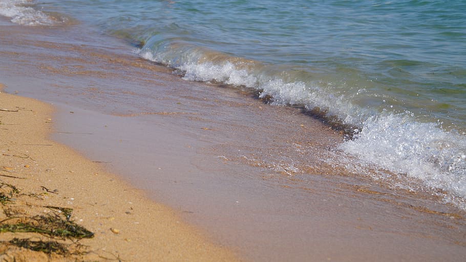 sea, wave, beach, foam, sand, black sea, land, water, motion HD wallpaper