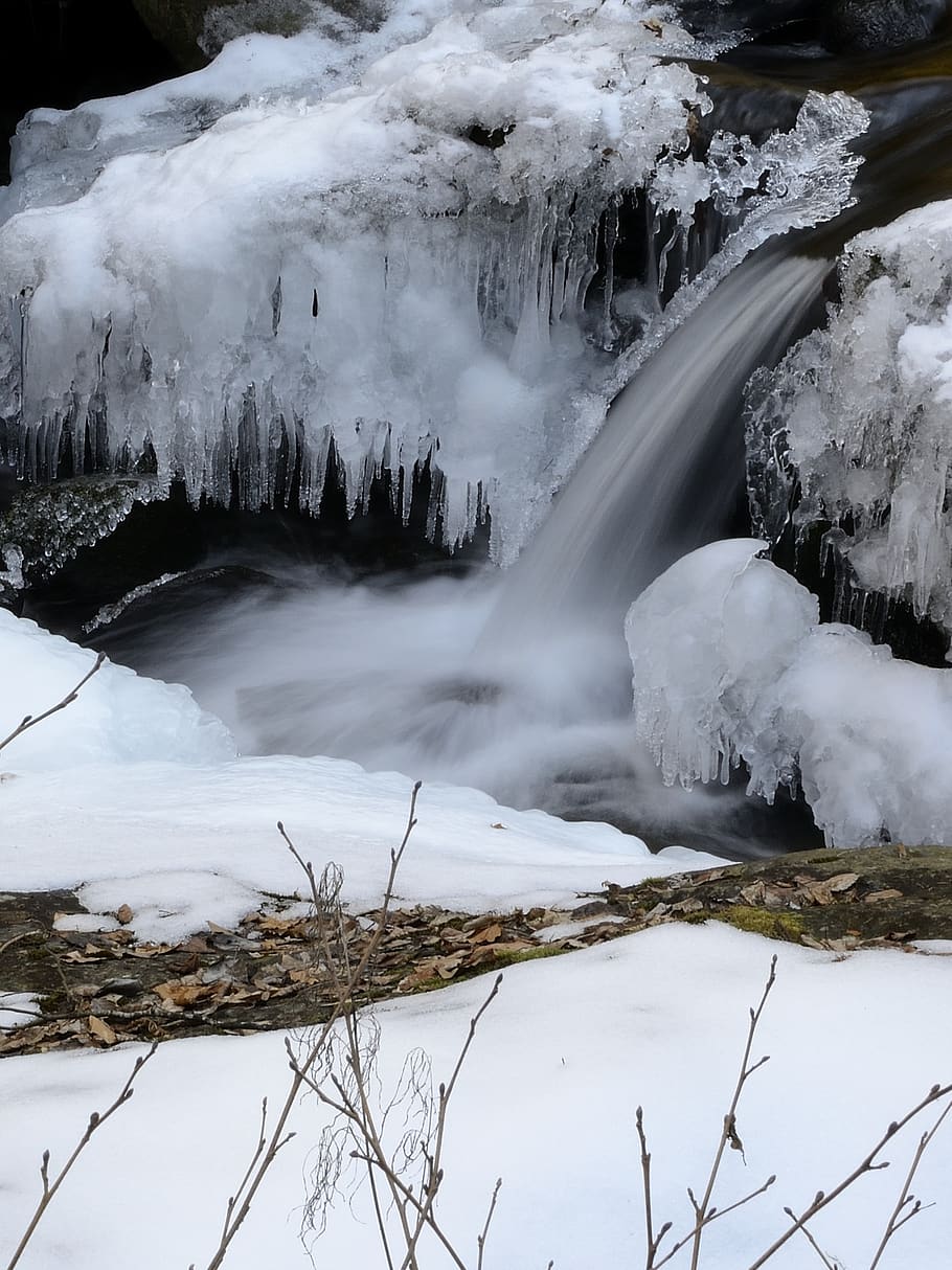 bach, winter, ice, waterfall, cascade, austria, styria, teigitsch HD wallpaper