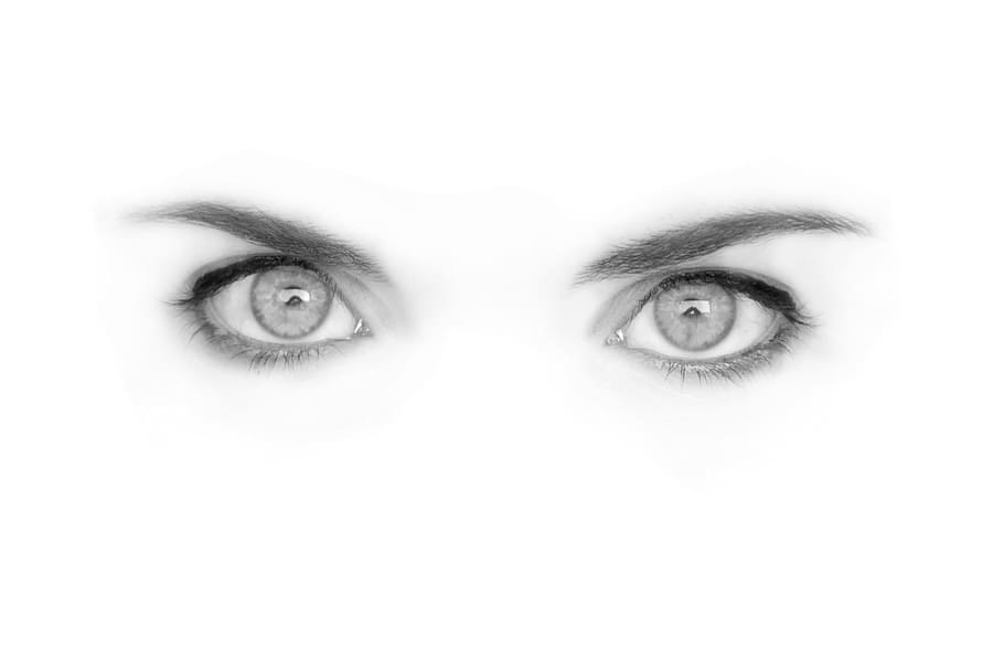 human eyes sketch, stare, look, looking, staring, makeup, eyebrows, HD wallpaper