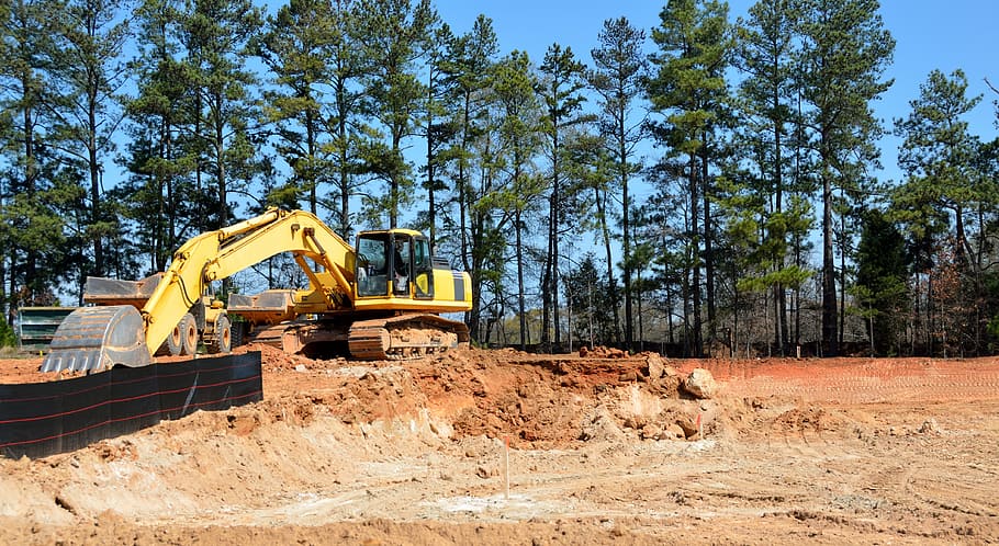 excavator digging ground, Construction, Site, Heavy Equipment