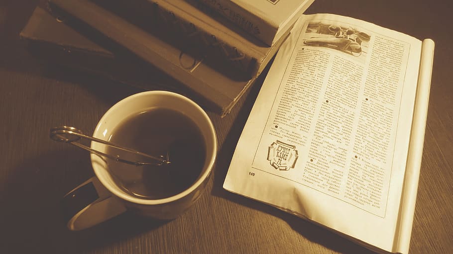 book, tea, vintage, cup, no people, table, food and drink, mug HD wallpaper