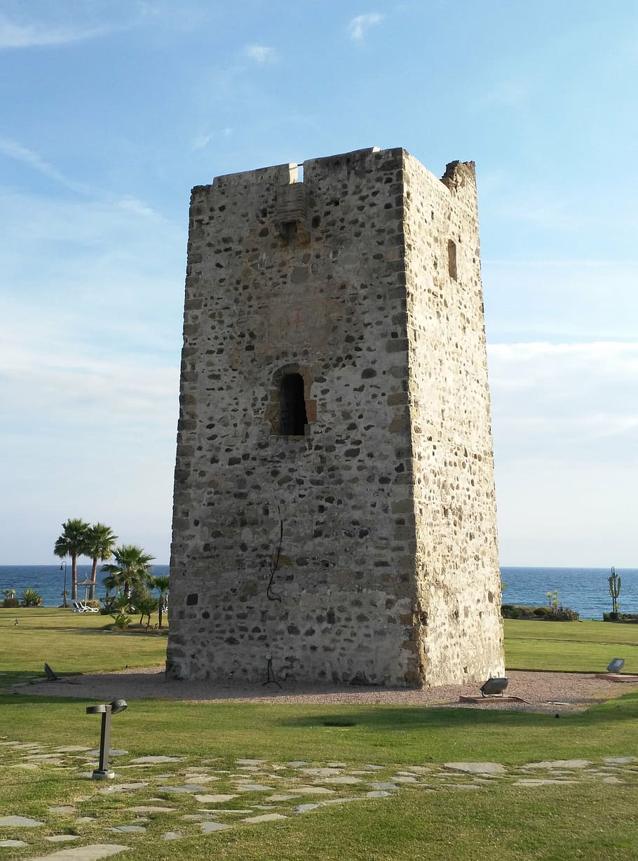 stone tower, castle, structure, fortress, old lighthouse, sky HD wallpaper