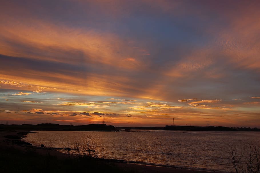 dawn, waters, twilight, sun, lookout, sunset, cloud - sky, scenics - nature HD wallpaper