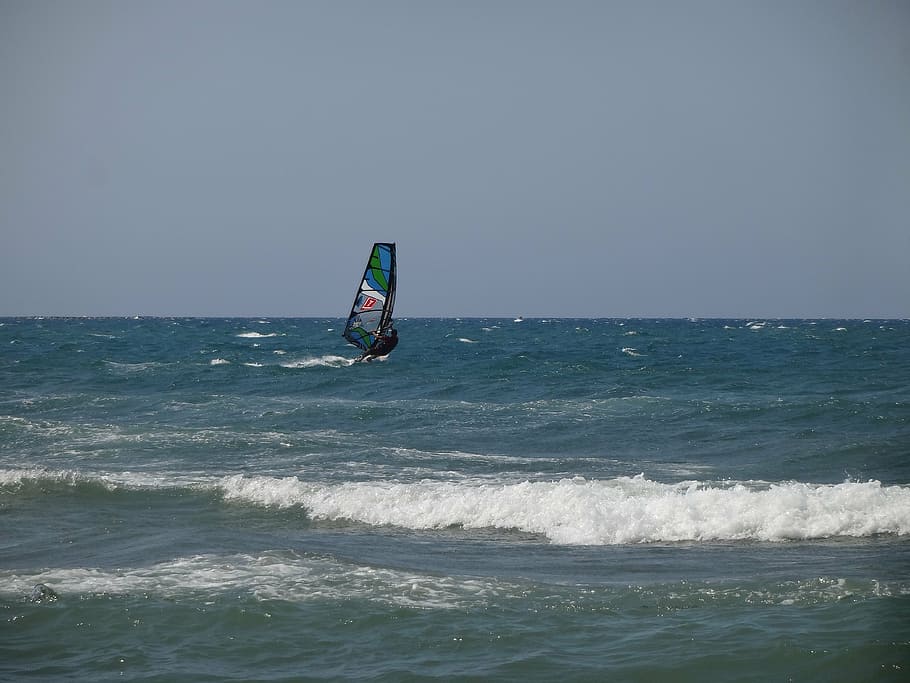 sea, sailing, waves, wind, nature, water, aquatic sport, sky HD wallpaper