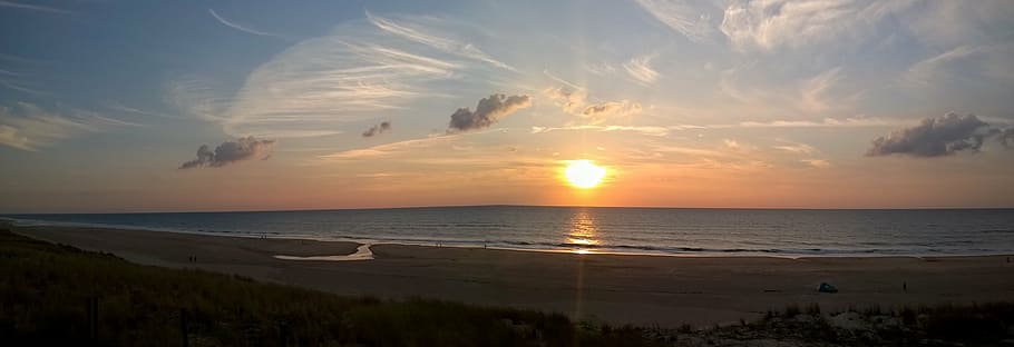 panorama, beach, atlantic, sunset, sky, sea, water, scenics - nature HD wallpaper
