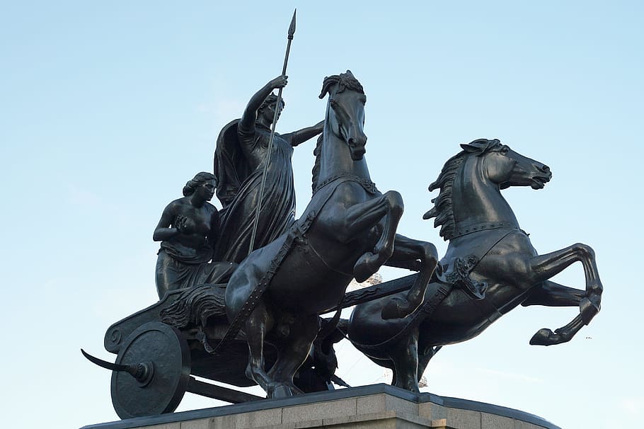 boudicca, statue, westminster, bridge, landmark, london, roman HD wallpaper