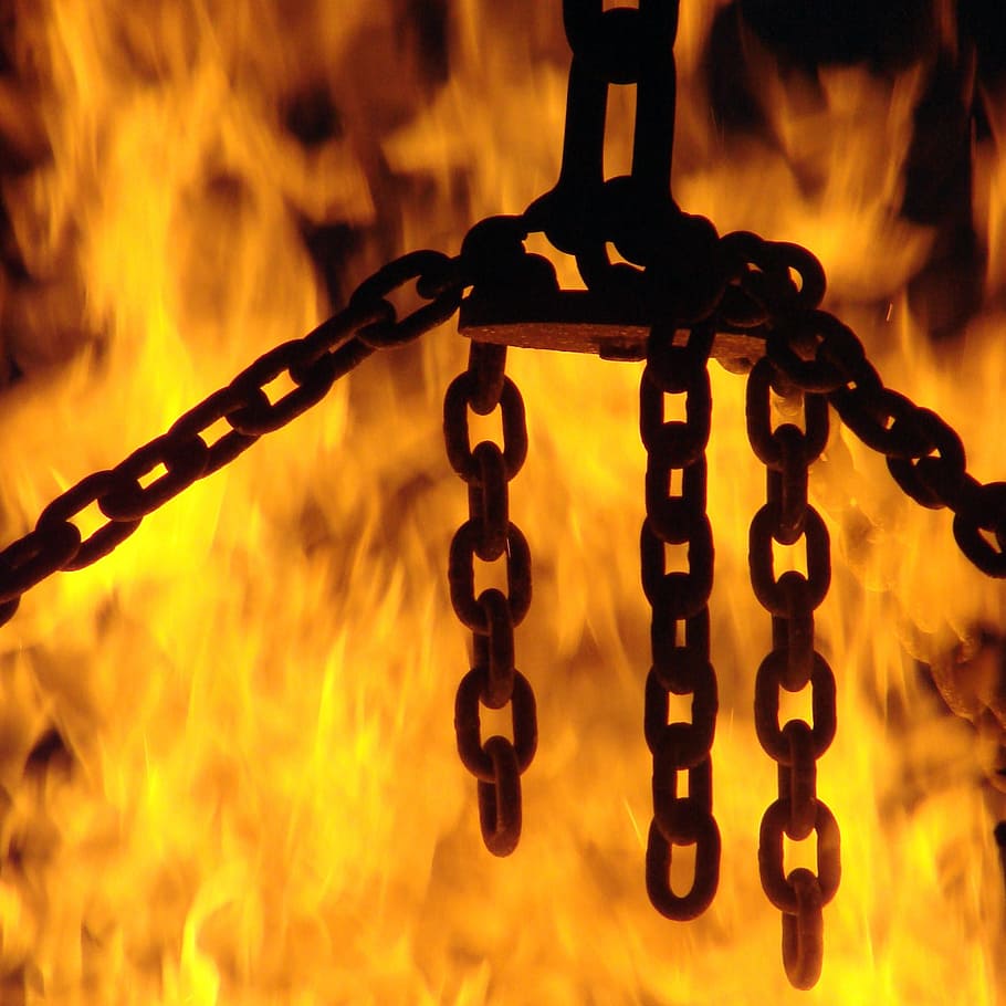 Chain, Fire, Flames, Macro, Close-Up, abstract, concept, hot HD wallpaper