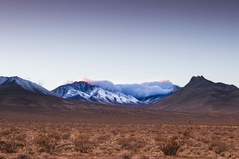 snowy mountains under cloudy sky, nature, desert, landscape, mountain Range HD wallpaper