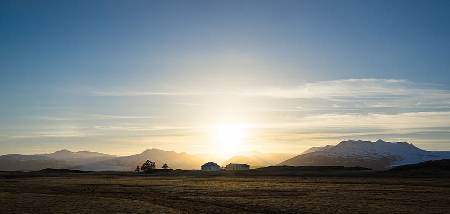landscape photography of field under blue sky, nature, scenics HD wallpaper