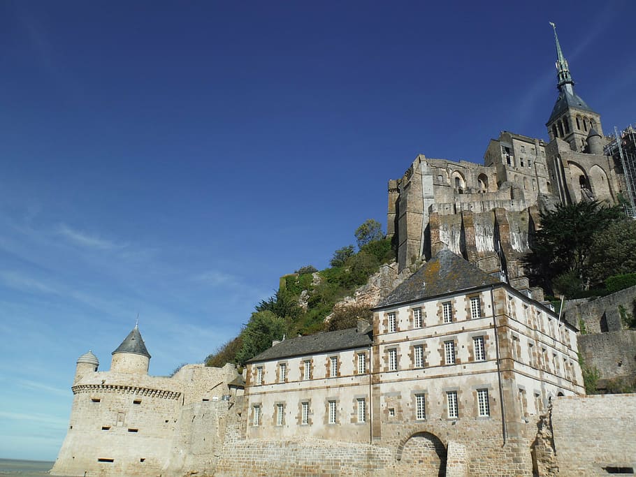 mount st michel, france, castle, french, cathedral, church
