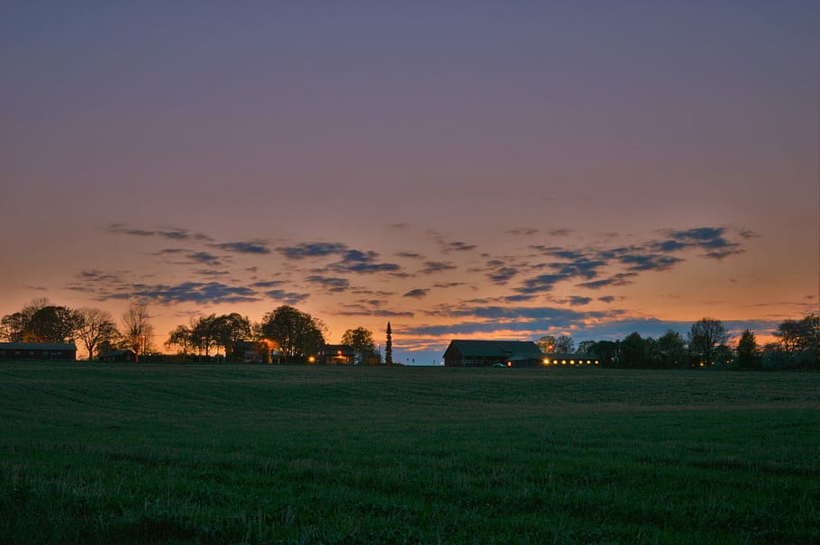Evening, Sunset, Cloud, beautifully, go, bed, grass, sweden HD wallpaper