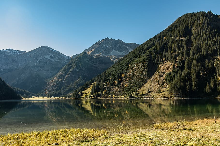tyrol, bergsee, vilsalpsee, alpine, vilsalpseeberge, mountains, HD wallpaper