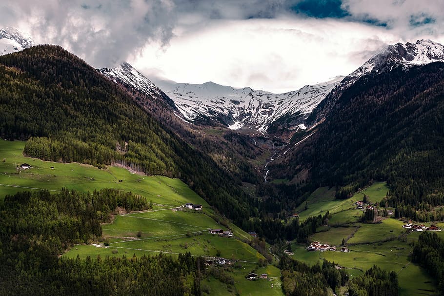 summit, landscape, mountains, nature, panorama, clouds, sky HD wallpaper