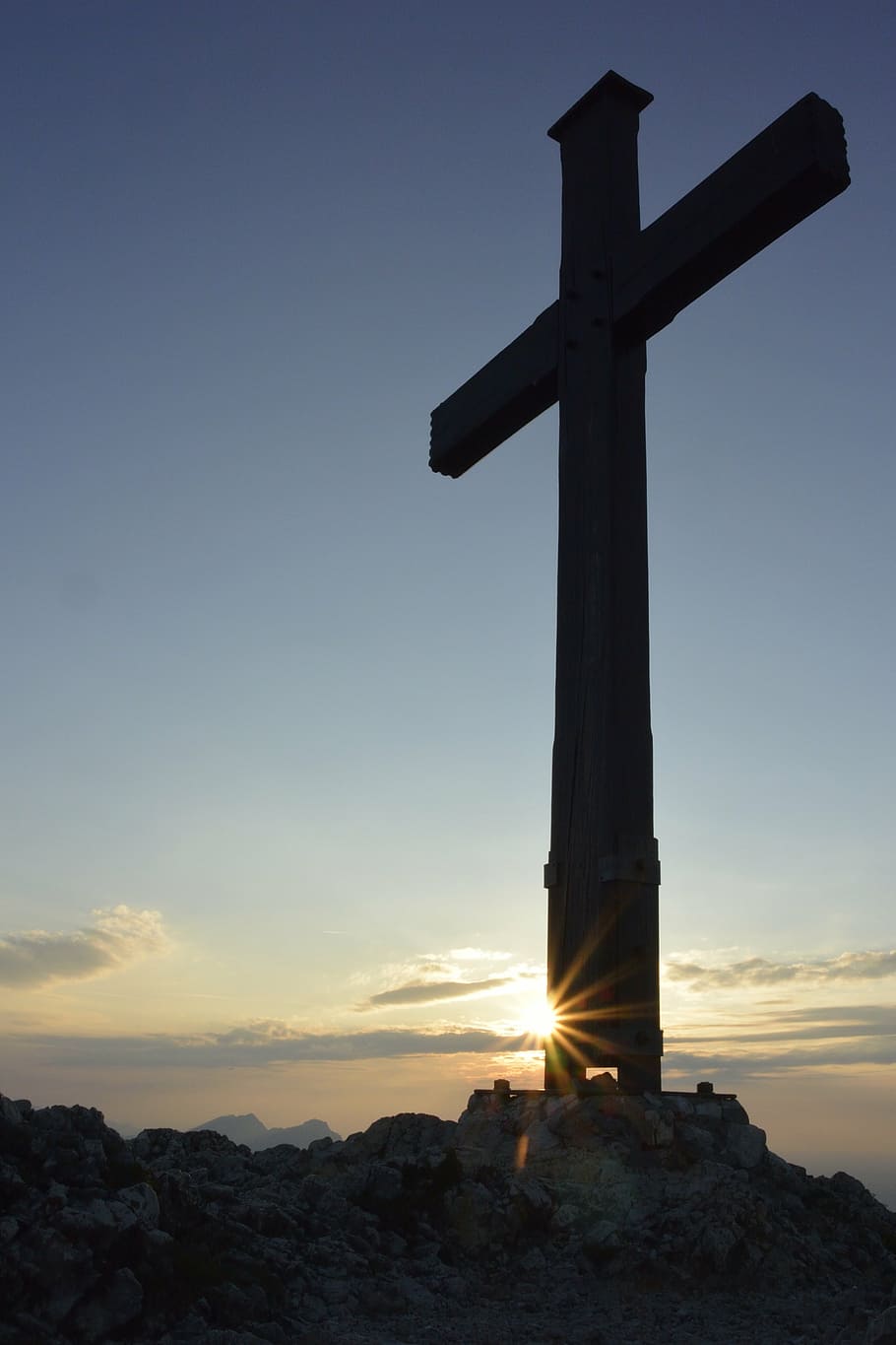 sunset, summit cross, alpine, nature, mood, abendstimmung, gebrige HD wallpaper