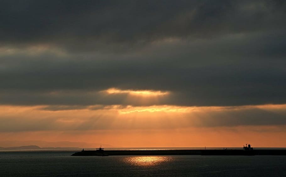 nature, sunset, clouds, horizon, soledad, water, sky, cloud - sky HD wallpaper