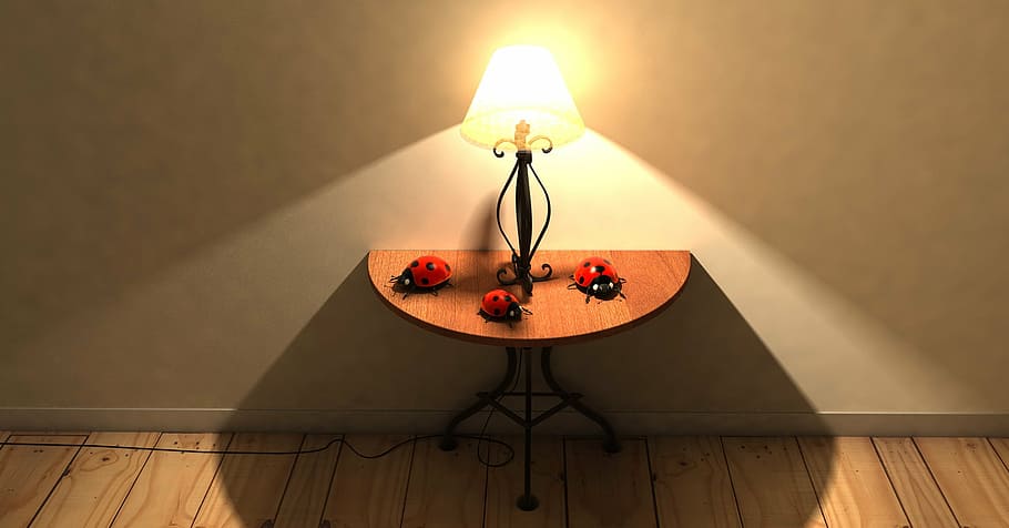 table lamp on side table, lighting, parket, ground, room, mood, HD wallpaper