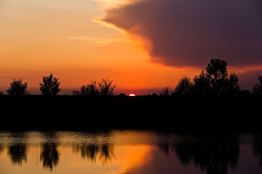 sunset, clouds, twilight, red, horizon, sky, nature, atmosphere HD wallpaper