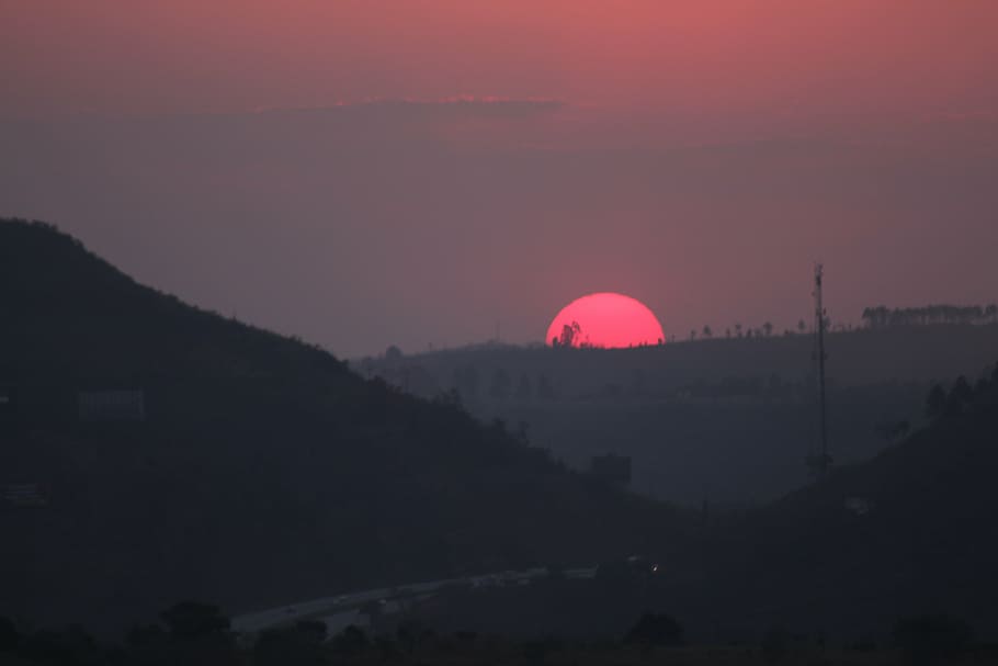 sunset, mountains, nature, landscape, sky, scenics - nature HD wallpaper