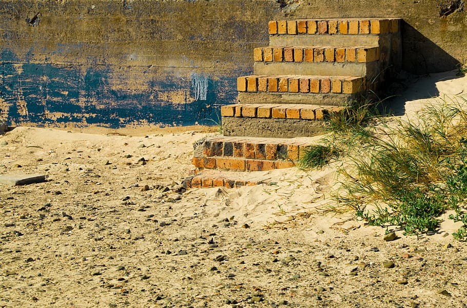 nature, sand, outdoors, decay, steps, beach, built structure HD wallpaper