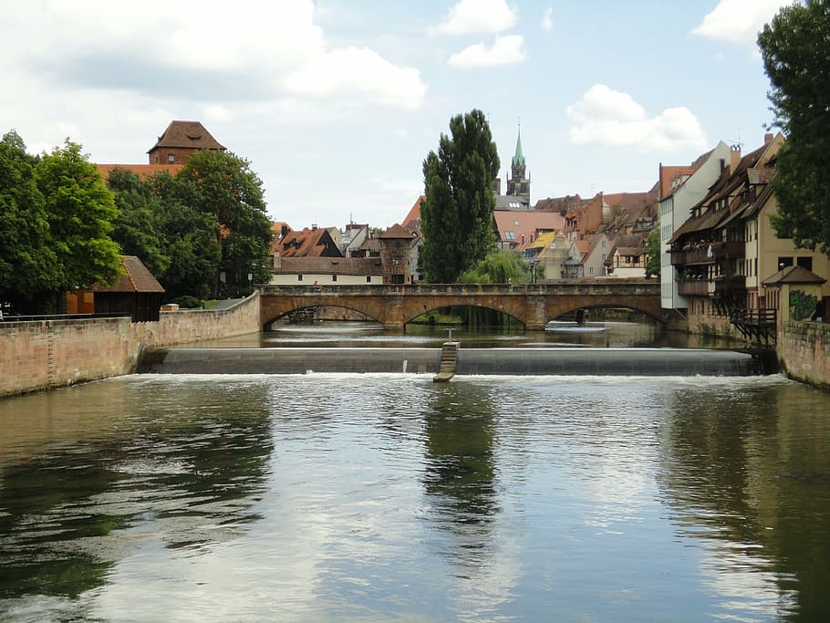 nuremberg, bridge, river, water, architecture, built structure HD wallpaper
