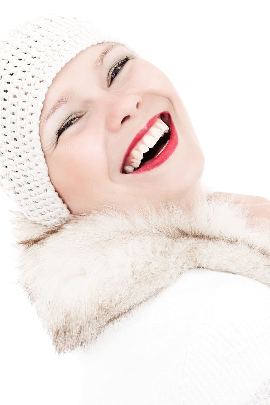 woman wearing white knitted hat, Beauty, Cold, Elegance, Face HD wallpaper