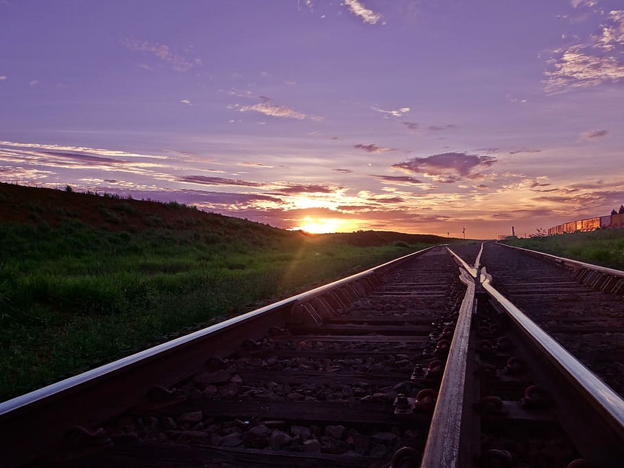 Sunset, train line, sky, aparecida do taboado, mato grosso do sul, HD wallpaper