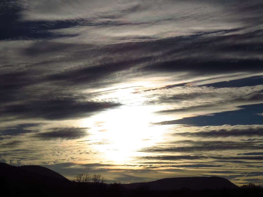 Sky, Sunset, Mood, Golden, Clouds, cloud strips, atmosphere HD wallpaper