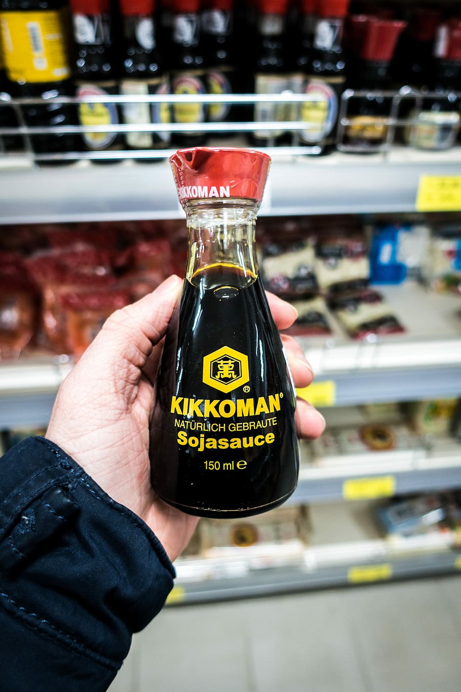 Kikkoman soy sauce, retail, store, editorial, bottle, consumerism HD wallpaper