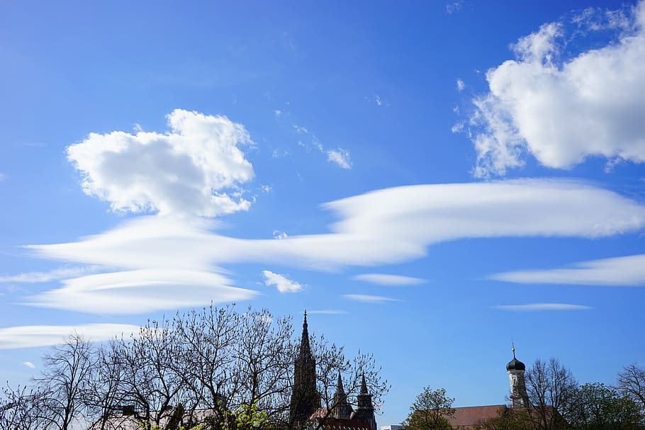 clouds, sleet, cloud formation, sky, summer day, blue, white HD wallpaper