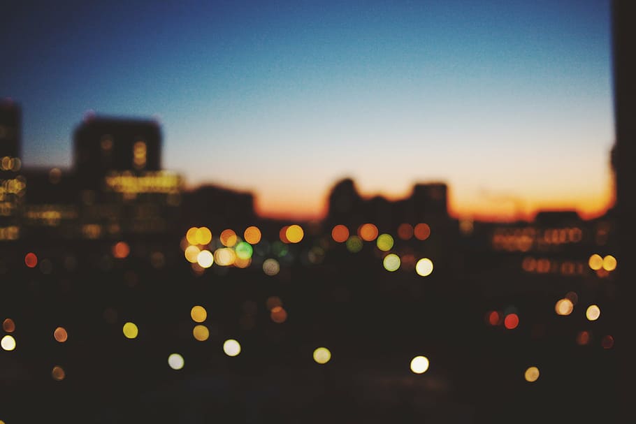 bokeh, city, lights, night, building exterior, architecture HD wallpaper