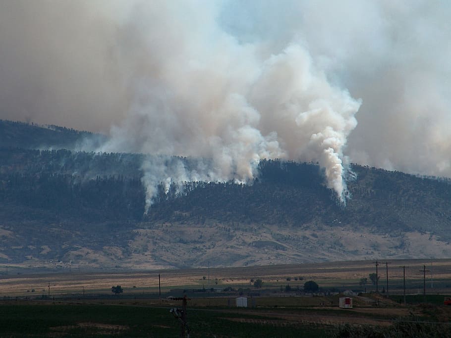 smoke, fire, mountain, danger, hot, burning, environment, smoke - physical structure HD wallpaper