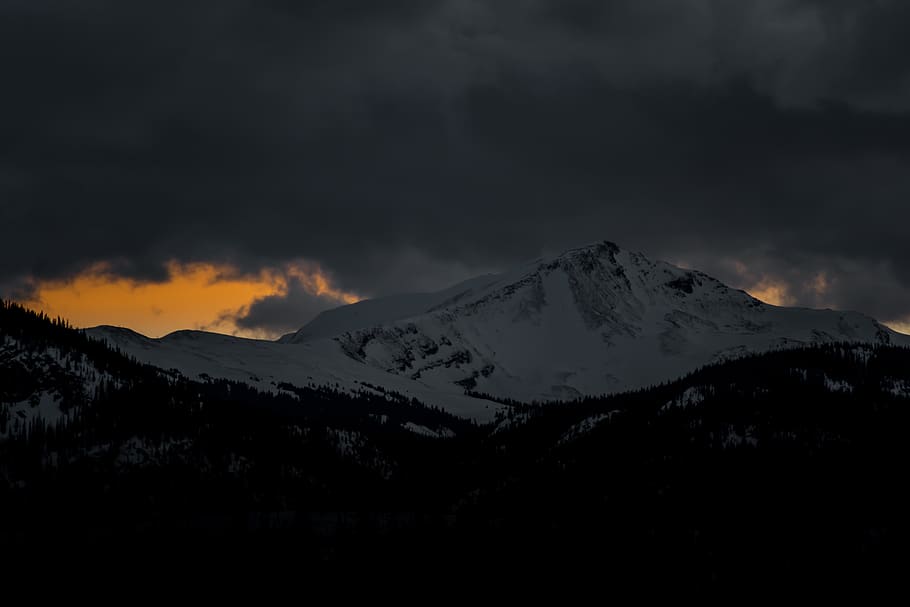 mountain, highland, dark, cloud, sky, summit, ridge, landscape HD wallpaper