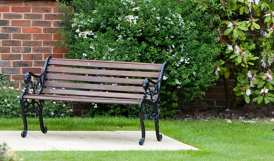 HD wallpaper: garden, bench, seat, wood, wooden, wrought iron, seating, garden furniture - Wallpaper Flare