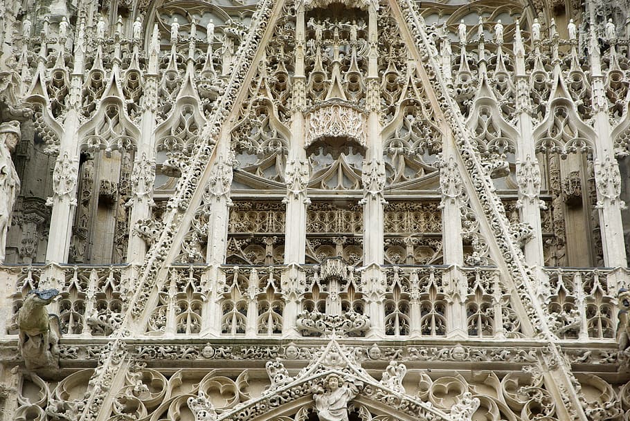 structural photography of beige structure, rouen, normandy HD wallpaper