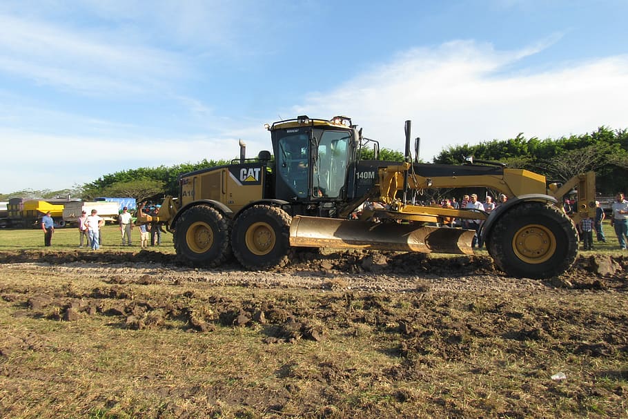 grader, road, construction, new, cat, rural, wheel, dirt, move HD wallpaper