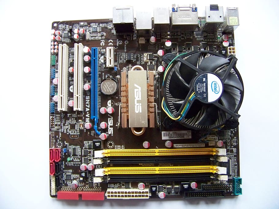 asus, p5n7a-vm, motherboard, socket, computer, technology, electronic