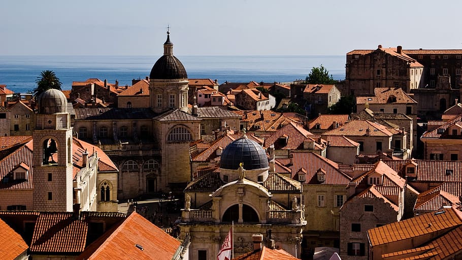 aerial photography of, dubrovnik, rooftops, city, summer, sunny HD wallpaper