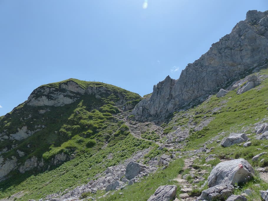 saalfeld höhenweg, steep, rocky, schochen top, tyrol, austria, HD wallpaper