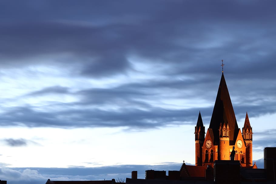 Church, Evening, Architecture, sky, abendstimmung, building HD wallpaper