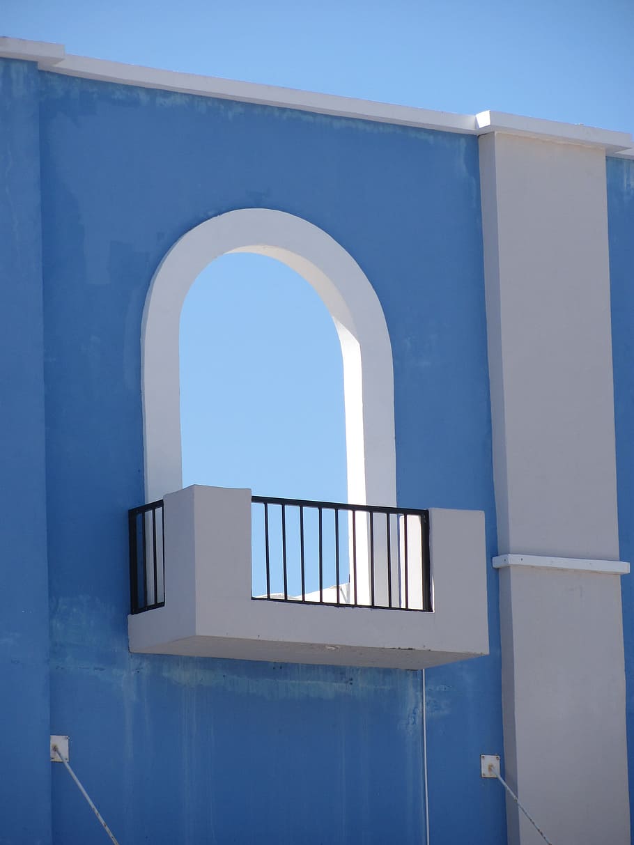 mexico, window, archway, blue, sky, balcony, architecture, built structure HD wallpaper