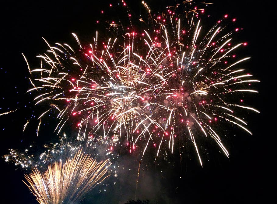 fireworks, color, new year's eve, lights, rocket, sylvester, HD wallpaper