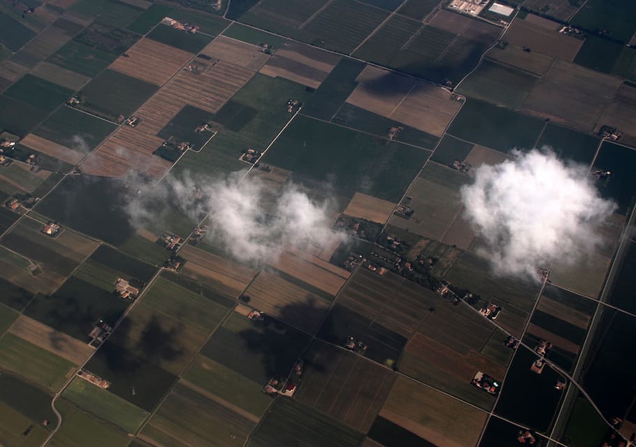cloud, sky, plane, the atmosphere, landscape, aerial view, day HD wallpaper