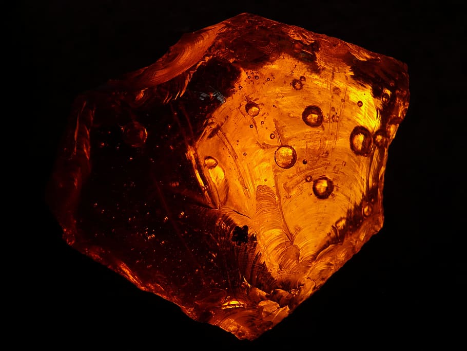 closeup photo of orange substance, bernstein, stone, glass, colorful, HD wallpaper